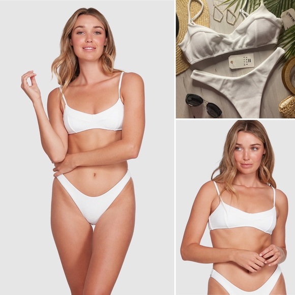 Billabong 🤍 Gigi Waffle Bralette Bikini Top | Skimpy Hike Bottoms - Picture 7 of 16